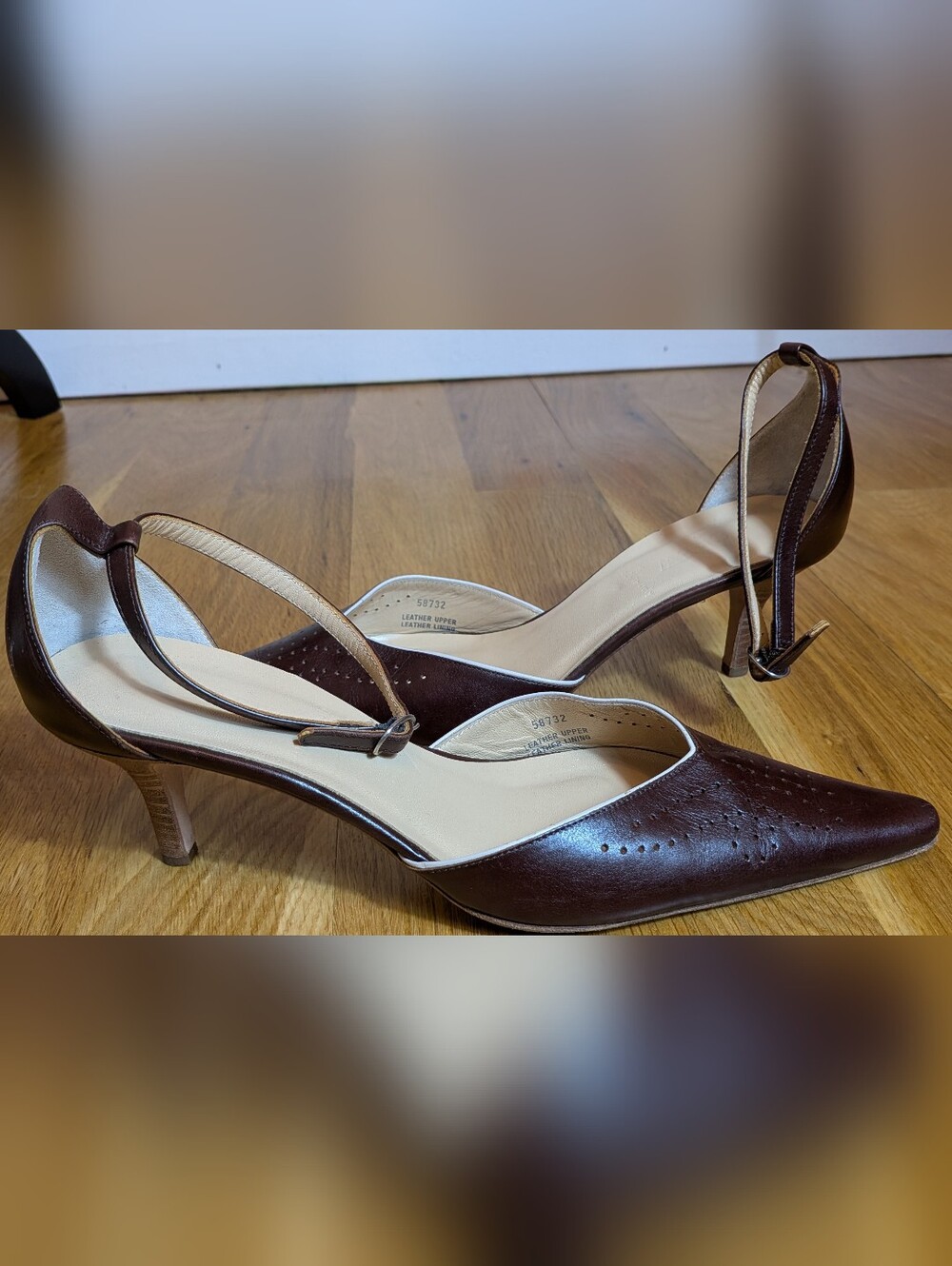 J. Crew Brown Pointed Leather Slingback Heels
